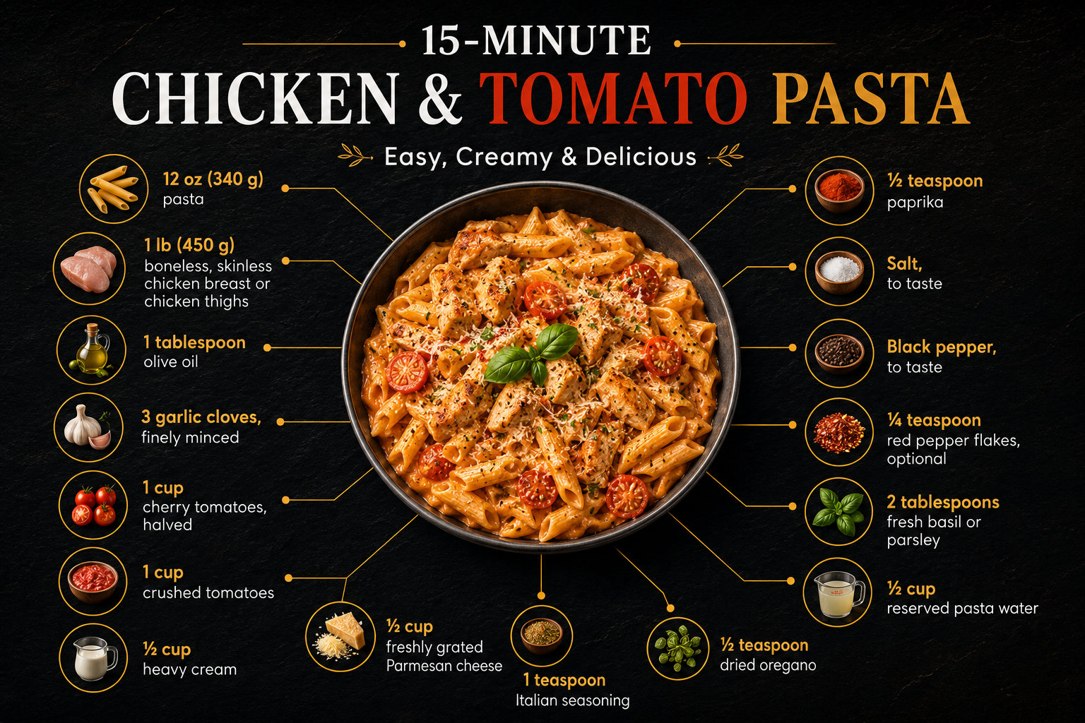 15-Minute Chicken and Tomato Pasta Recipe 2026