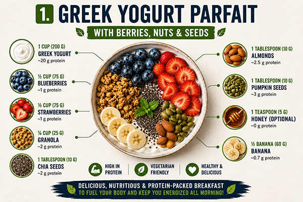 Greek Yogurt Parfait With Berries, Nuts and Seeds